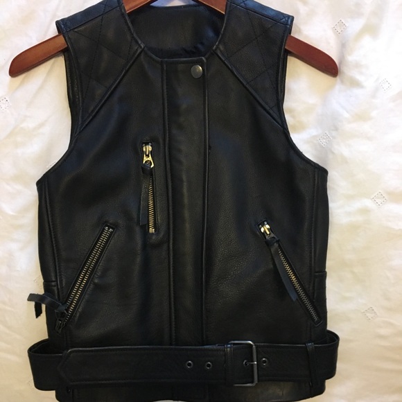 NEW Madewell Black Leather Racer Vest with tags - Picture 3 of 7